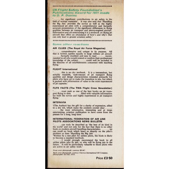 Handling the Big Jets DP Davies 1971 Aviation Hardcover DJ Color Foldouts Import - Picture 3 of 10